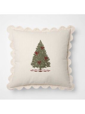 Studio McGee Holiday Christmas Tree Throw Pillow with Scalloped Edges NEW